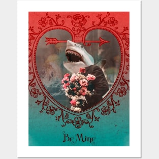 Vintage Shark Heart BE MINE Posters and Art